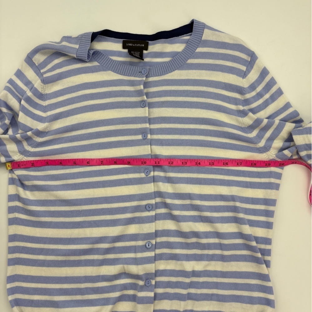 Lord & Taylor Womens Periwinkle Striped Button Up Cardigan X-Large  Preppy - Picture 8 of 10